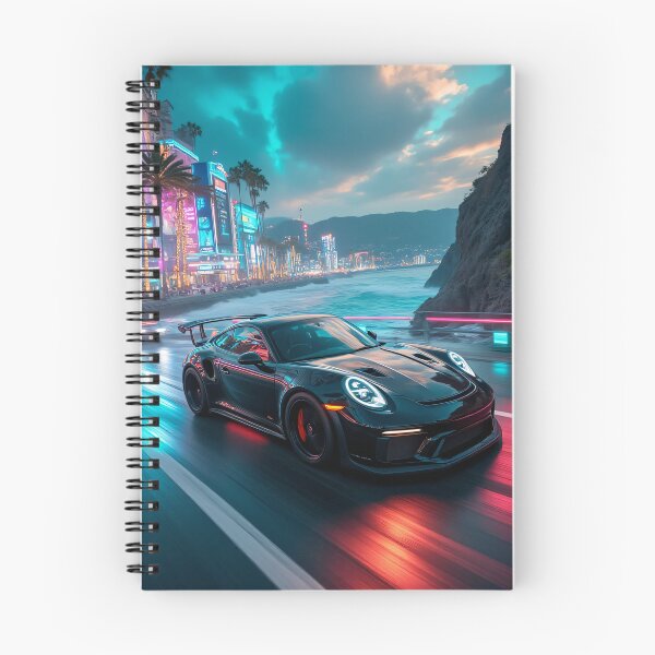 Item preview, Porsche 911 GT3 RS Neon Night Drive | Cyberpunk Supercar Art Print designed and sold by IPreferGasoline.