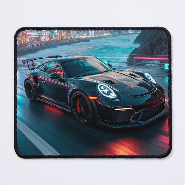 Item preview, Porsche 911 GT3 RS Neon Night Drive | Cyberpunk Supercar Art Print designed and sold by IPreferGasoline.