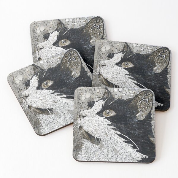 Item preview, Tuxedo Cat Mosaic Tile Portrait Black White Pet Art designed and sold by GrinGalore.