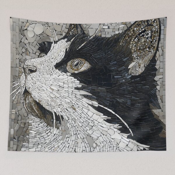 Item preview, Tuxedo Cat Mosaic Tile Portrait Black White Pet Art designed and sold by GrinGalore.