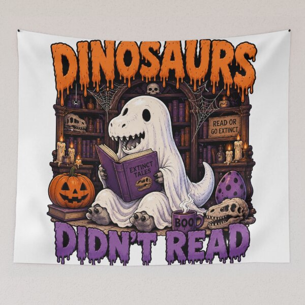 Item preview, Dinosaurs Didn't Read Halloween Ghost Dinosaur Bookish Spooky Shirt designed and sold by Yellowriversss.
