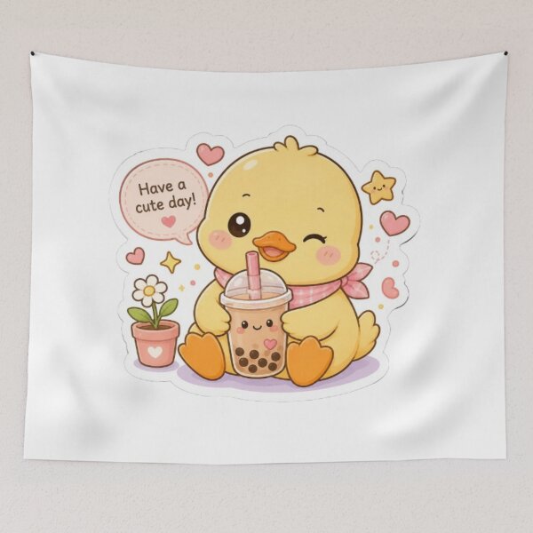 Item preview, Cute Kawaii Duck Sticker | Adorable Yellow Duck with Flower | Pastel Animal Sticker designed and sold by Vegasstickers.