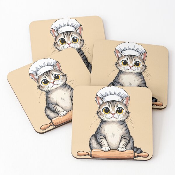 Item preview, Chef Cat Rolling Dough Kawaii Kitty Baker Design designed and sold by store52.