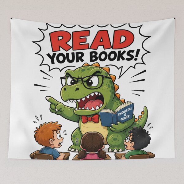 Item preview, Read Your Books Funny Angry Dinosaur Teacher Comic Back To School Shirt designed and sold by Yellowriversss.