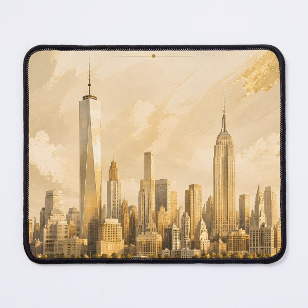 Item preview, New York Luxury Vintage Travel Poster – Gold & Cream Skyline Wall Art No. 780 designed and sold by bauschberts.