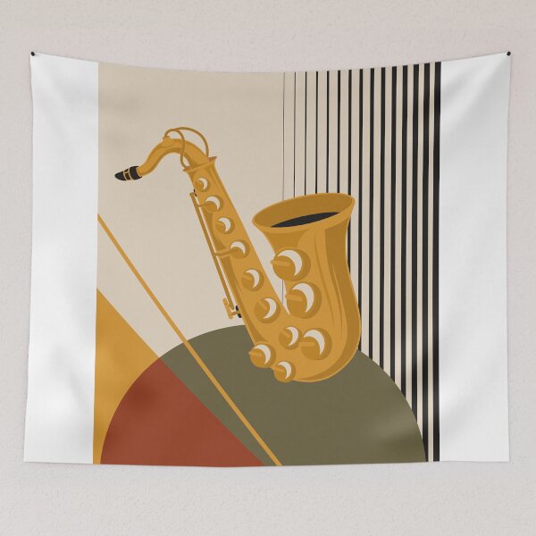 Item preview, Bauhaus Saxophone Print | Vintage Geometric Music Design | Mid Century Modern Jazz Illustration | Earth Tone Abstract designed and sold by Studio pod Burom.