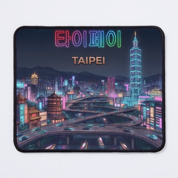 Item preview, Neo Taipei Cyberpunk Cityscape - Futuristic Skyline, Taipei 101 & Luminous Night Canal designed and sold by SOOstudio73.