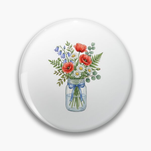 Item preview, Watercolor Wildflower Mason Jar Bouquet Botanical Art Print Floral Gift designed and sold by raedattia.