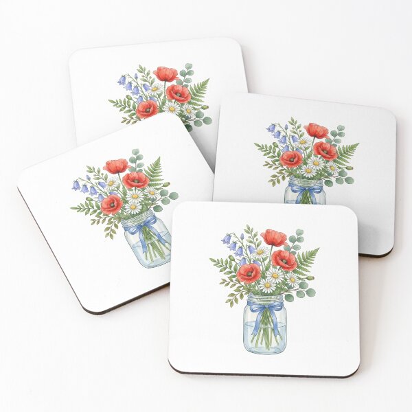 Item preview, Watercolor Wildflower Mason Jar Bouquet Botanical Art Print Floral Gift designed and sold by raedattia.