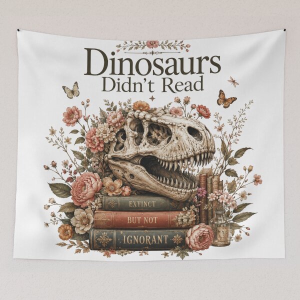 Item preview, Dinosaurs Didn't Read Extinct But Not Ignorant Floral Skull Books Shirt designed and sold by Yellowriversss.