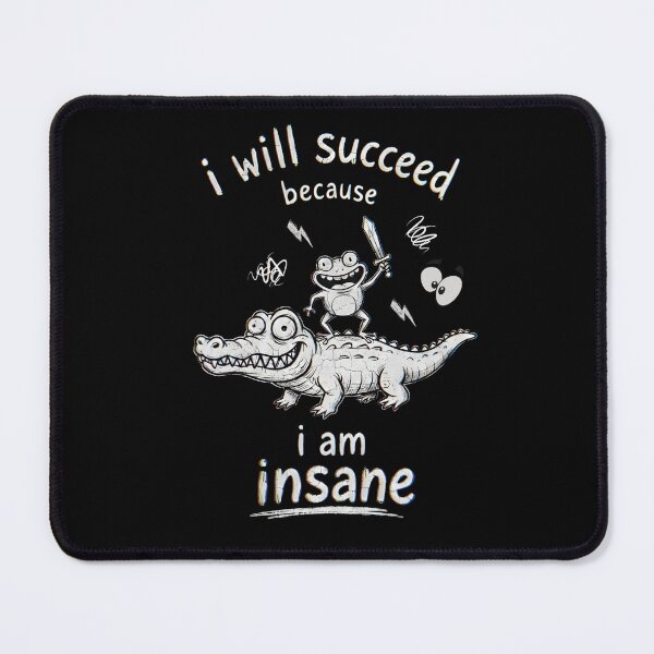 Item preview, I Will Succeed Because I Am Insane Funny Frog Riding Crocodile Sword Meme Vintage Cartoon designed and sold by ZyziowskyArt.