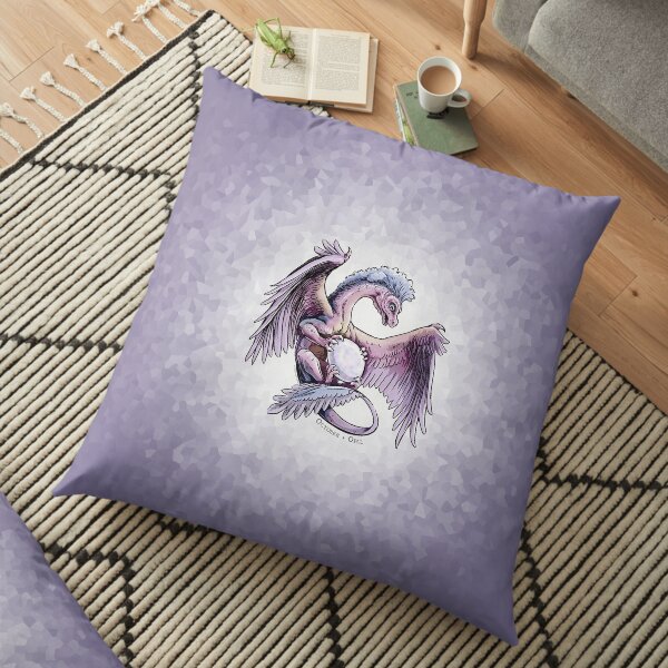 Birthstone Dragon: October Opal Illustration Floor Pillow
