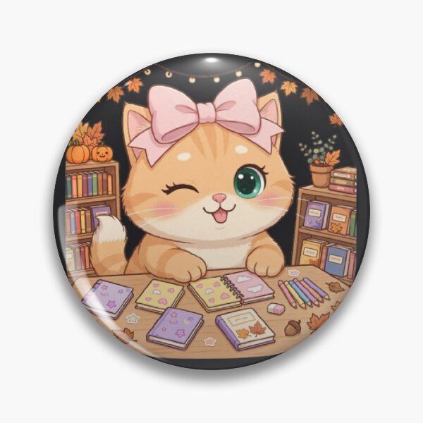 Item preview, Cozy Autumn Study Cat Kawaii Fall School designed and sold by Moody Vibes Studio.