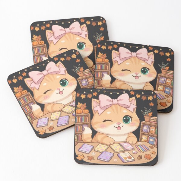 Item preview, Cozy Autumn Study Cat Kawaii Fall School designed and sold by Moody Vibes Studio.