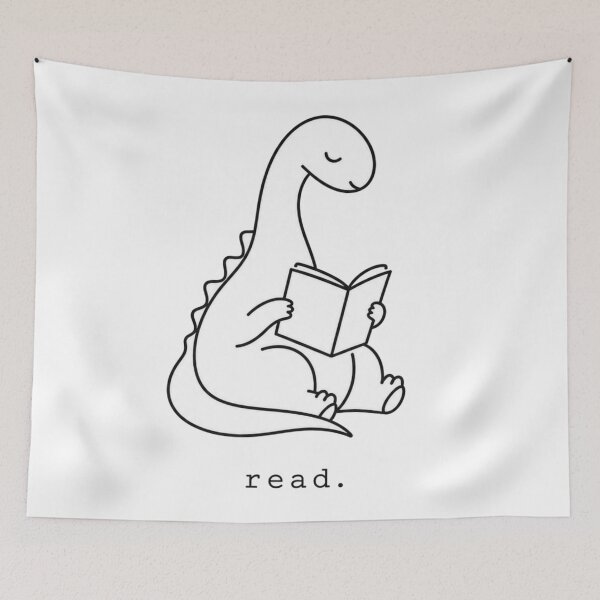 Item preview, Minimalist Dinosaur Reading Shirt Read Book Lover Line Art Aesthetic designed and sold by Yellowriversss.