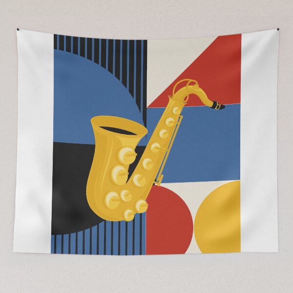 Item preview, Bauhaus Saxophone Print | Geometric Mid Century Modern Music Design | Abstract Jazz Illustration | Primary Colors designed and sold by Studio pod Burom.