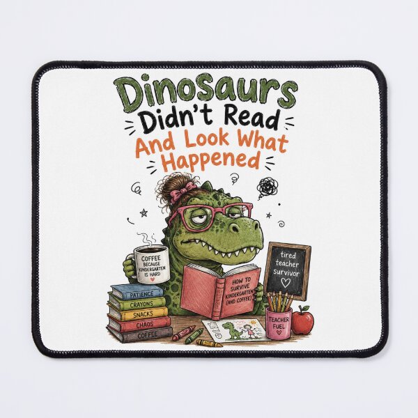 Item preview, Dinosaurs Didn't Read And Look What Happened Tired Kindergarten Teacher Dinosaur designed and sold by Yellowriversss.
