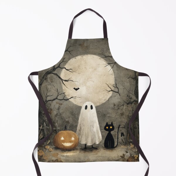 Item preview, Whimsigoth Ghost Black Cat Pumpkin Vintage Halloween Full Moon designed and sold by GrinGalore.