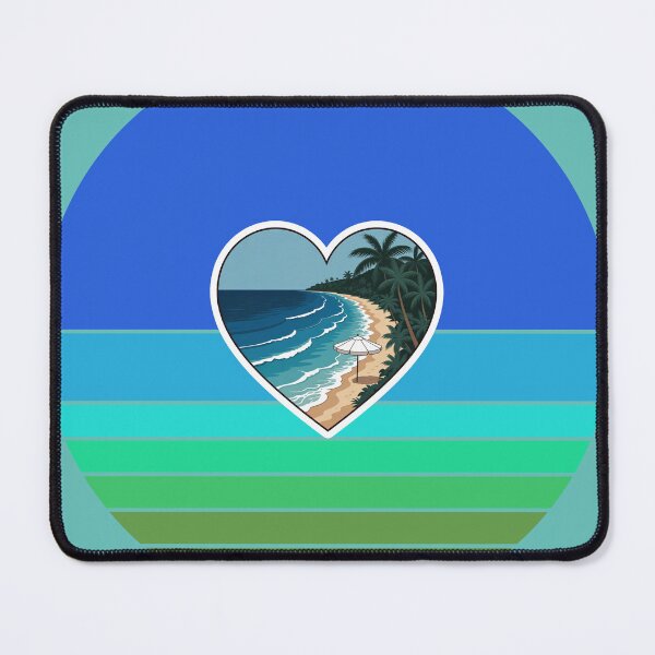 Item preview, Tropical Beach and White Beach Umbrella in Heart on Retro Coastal Stripes designed and sold by Beachy.
