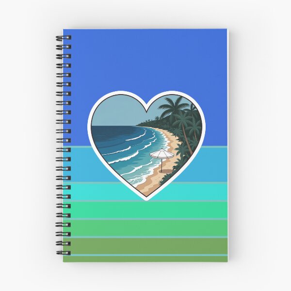 Item preview, Tropical Beach and White Beach Umbrella in Heart on Retro Coastal Stripes designed and sold by Beachy.