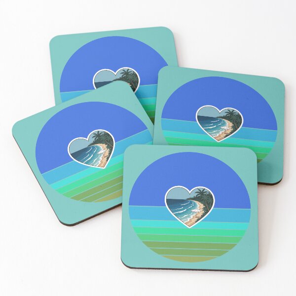 Item preview, Tropical Beach and White Beach Umbrella in Heart on Retro Coastal Stripes designed and sold by Beachy.