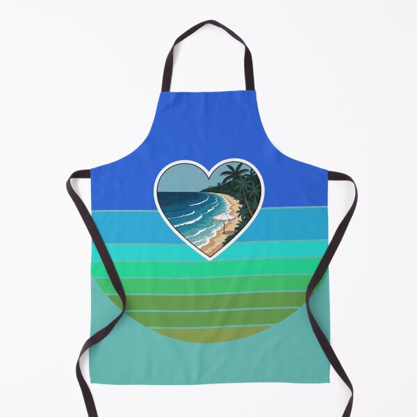 Item preview, Tropical Beach and White Beach Umbrella in Heart on Retro Coastal Stripes designed and sold by Beachy.