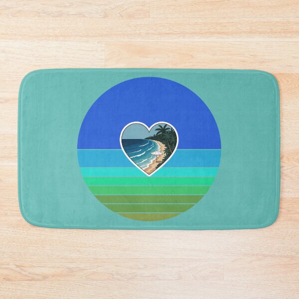 Item preview, Tropical Beach and White Beach Umbrella in Heart on Retro Coastal Stripes designed and sold by Beachy.