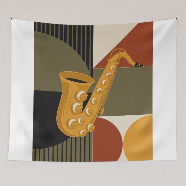 Item preview, Bauhaus Saxophone Print | Vintage Geometric Music Design | Mid Century Modern Jazz Illustration | Earth Tone Abstract designed and sold by Studio pod Burom.