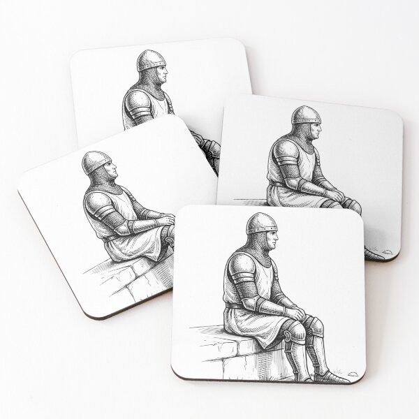 Item preview, Medieval Knight Resting Vintage Illustration designed and sold by CodePaws Creations.