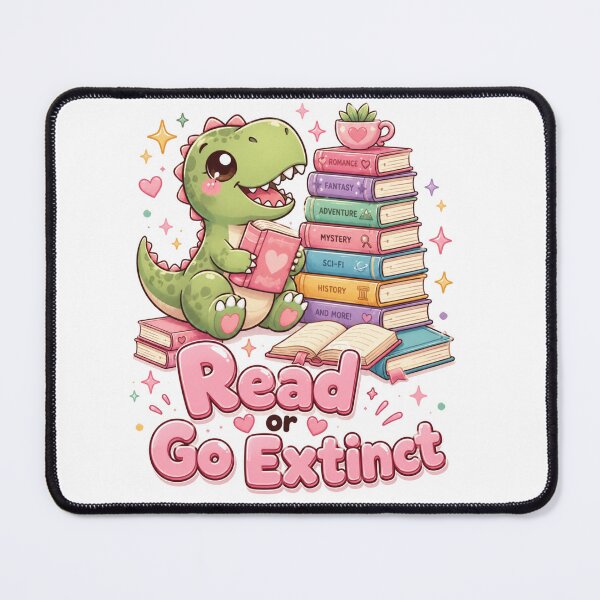 Item preview, Cute Read Or Go Extinct Kawaii Dinosaur Book Stack Romance Fantasy Bookish Shirt designed and sold by Yellowriversss.