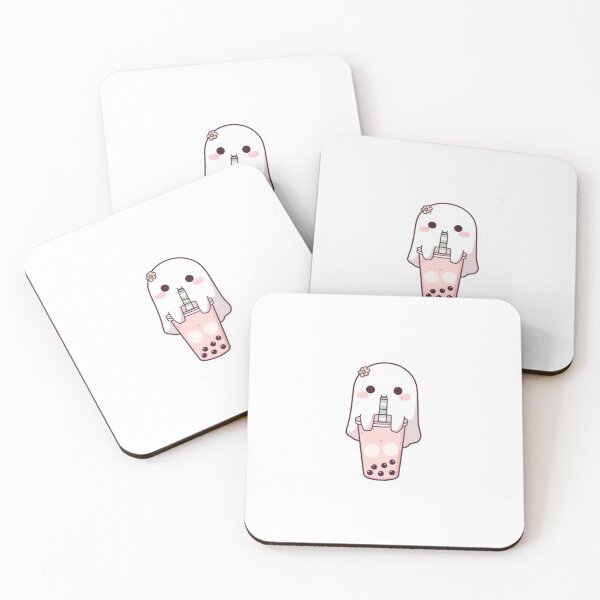 Item preview, Cute Ghost Drinking Pink Boba Bubble Tea designed and sold by ByKayaPrints.