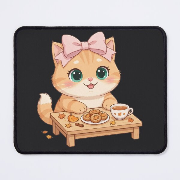 Item preview, Cozy Autumn Cat With Pumpkin Cookies And Tea designed and sold by Moody Vibes Studio.