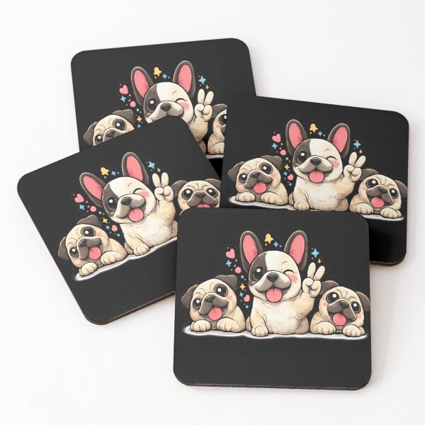 Item preview, "French Bulldog with Pug Puppies - Cute Dog Trio" designed and sold by WOWART69.