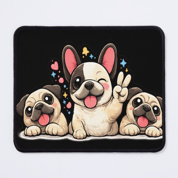 Item preview, "French Bulldog with Pug Puppies - Cute Dog Trio" designed and sold by WOWART69.