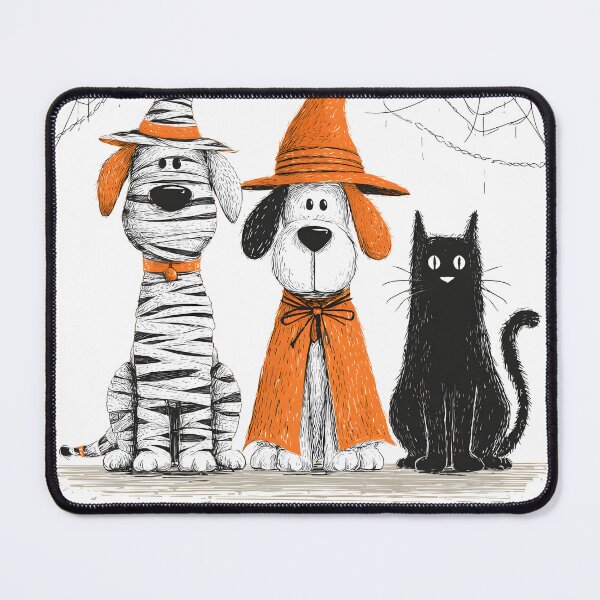 Item preview, Cute Halloween Dog Witch Mummy Black Cat Sketch Illustration designed and sold by GrinGalore.
