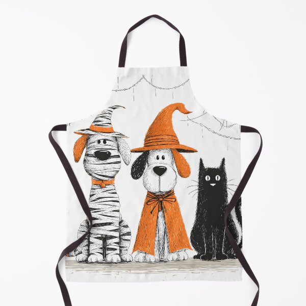 Item preview, Cute Halloween Dog Witch Mummy Black Cat Sketch Illustration designed and sold by GrinGalore.