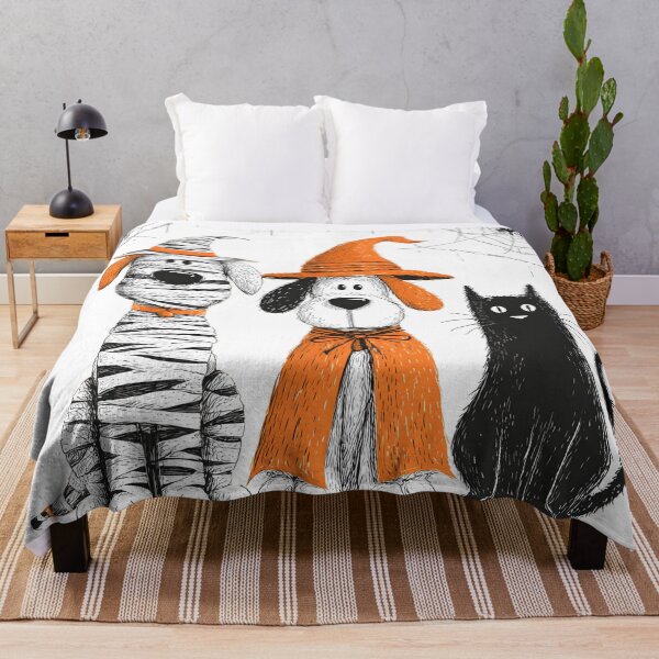 Item preview, Cute Halloween Dog Witch Mummy Black Cat Sketch Illustration designed and sold by GrinGalore.