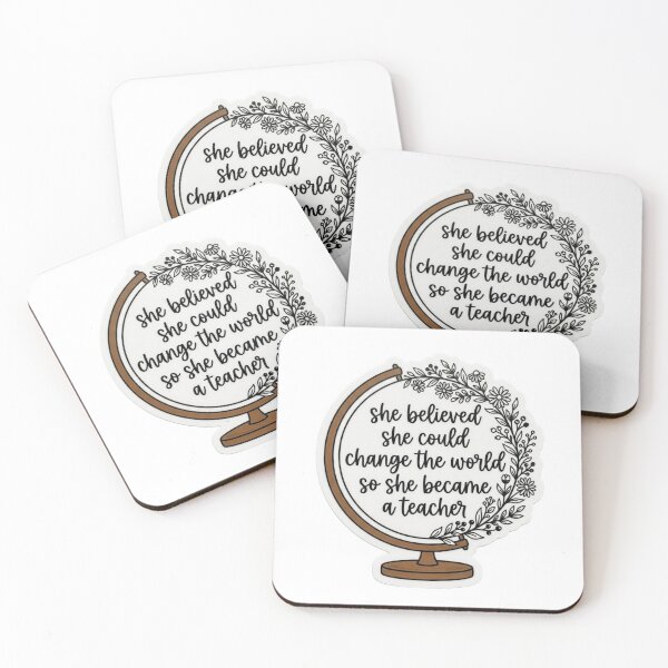 Item preview, She Believed She Could Change The World Teacher Globe Floral Quote designed and sold by raedattia.