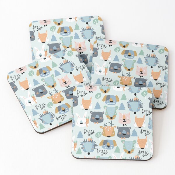 Item preview, seamless pattern of cute animal heads designed and sold by KAYJAY DESIGNS.