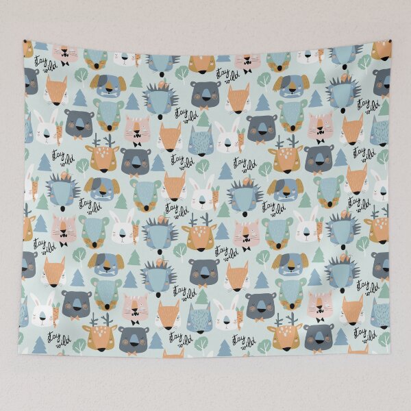 Item preview, seamless pattern of cute animal heads designed and sold by KAYJAY DESIGNS.