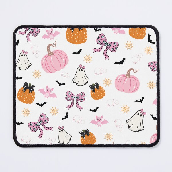 Item preview, Cute Pink Halloween Seamless Pattern – Ghost, Pumpkin, Bow & Cauldron, Kawaii Autumn Design Açıklama designed and sold by BigDigital.
