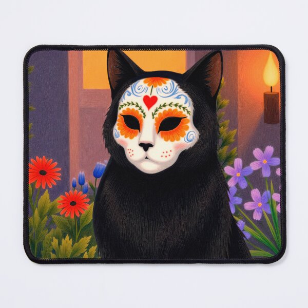 Item preview, Day of the Black Cat Sugar Skull Calavera designed and sold by store52.