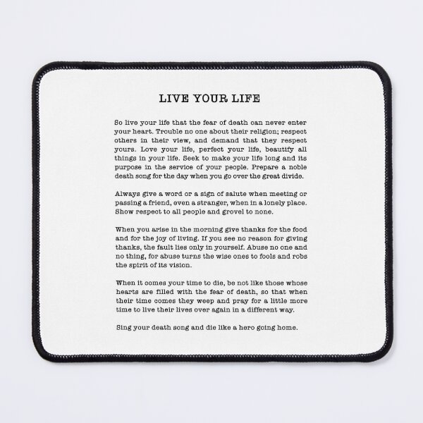 Item preview, Live Your Life by Chief Tecumseh poem designed and sold by corbrand.
