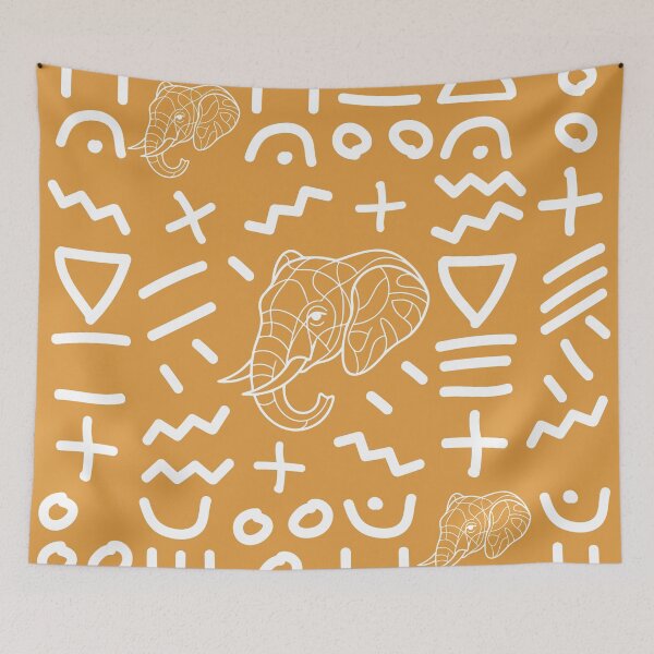Item preview, Bogolan & Orange Korhogo Fabric: West African Textile Art designed and sold by Wolagno.