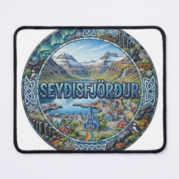 Item preview, Seydisfjordur Fjord Mosaic Travel Sticker Summer Souvenir designed and sold by Imaginarium of Chaos falcon88 .