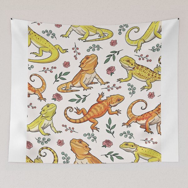 Item preview, Floral Bearded Dragon Seamless Pattern designed and sold by Steele-Art.