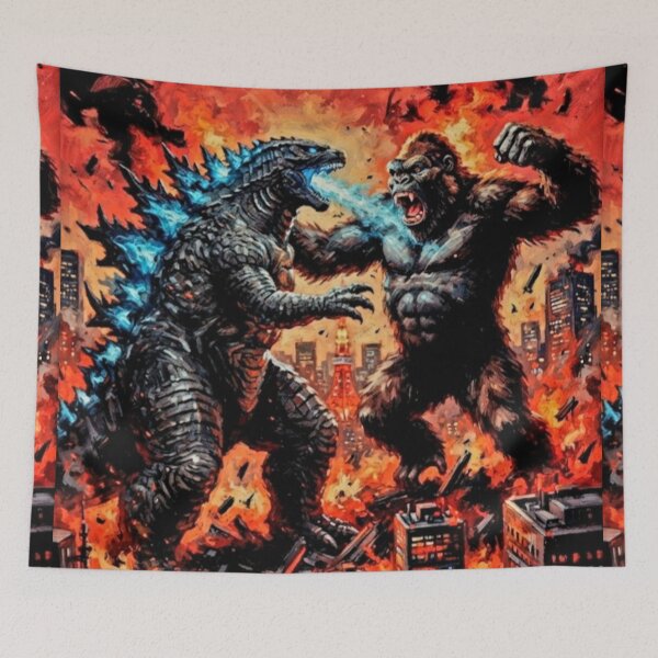 Item preview, King Kong vs Godzilla Kaiju Battle Fine Art Tribute designed and sold by Art's Diner.