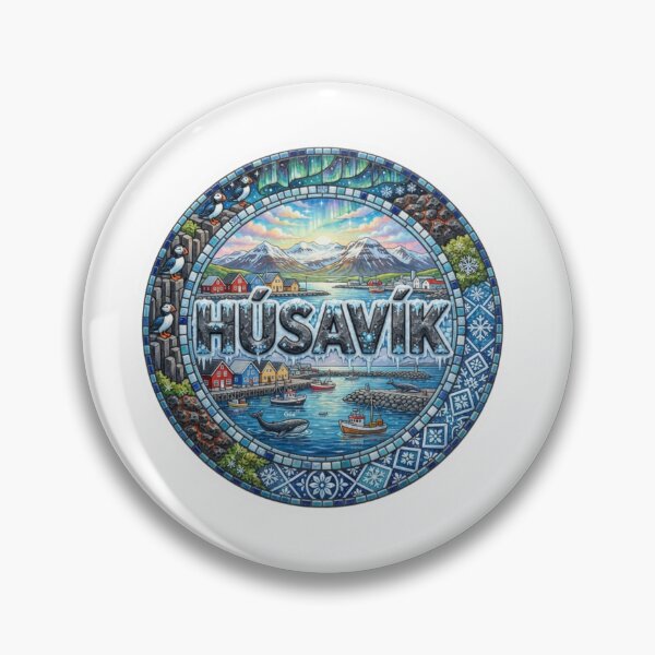 Item preview, Husavik Harbor Mosaic Travel Sticker Summer Souvenir designed and sold by Imaginarium of Chaos falcon88 .