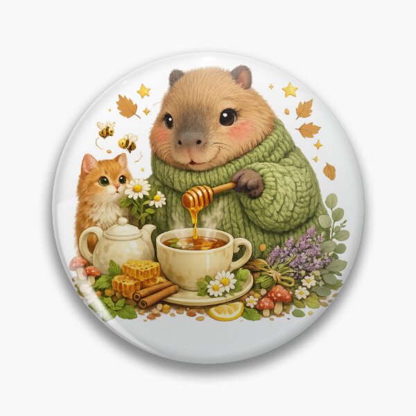 Item preview, Honey Tea Capybara | Cozy Herbal Tea Illustration designed and sold by Cozy Art for Cozy Souls.
