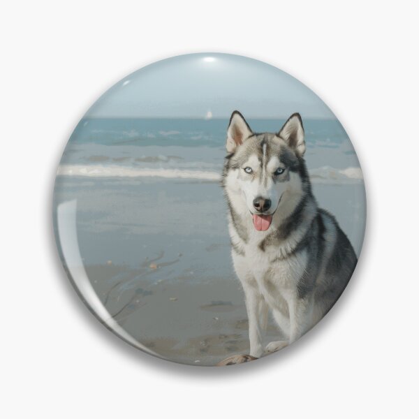 Item preview, Coastal Day with a Curious Husky designed and sold by LaugeBrix.